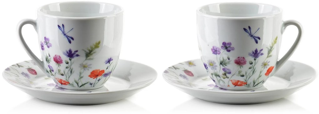 Mondex Porcelánová šálka s podšálkou Joy Purple 250 ml sada 6ks