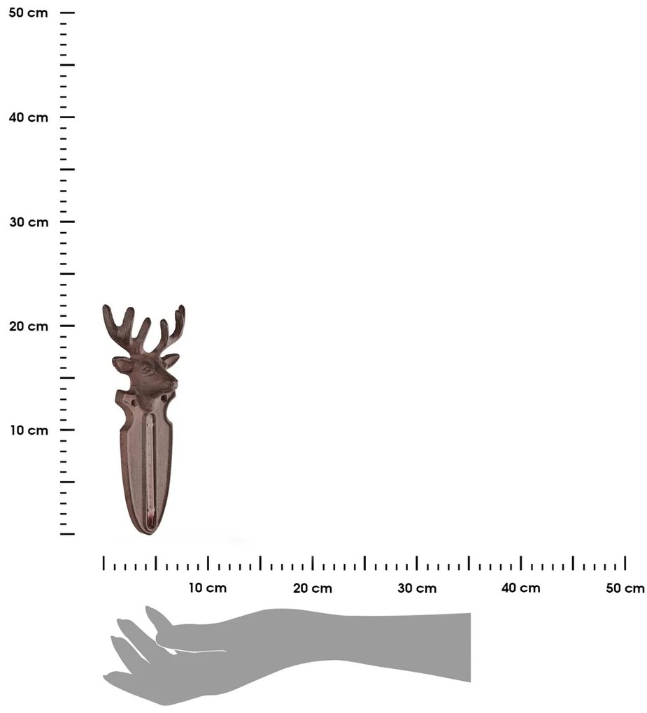 Nástenný teplomer Deer, 22x9,5 cm, liatina, hnedá