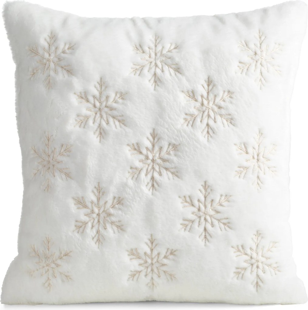 CHLPATÁ VIANOČNÁ DEKORAČNÁ OBLIEČKA NA VANKÚŠ SNOWY 45X45 CM BIELA
