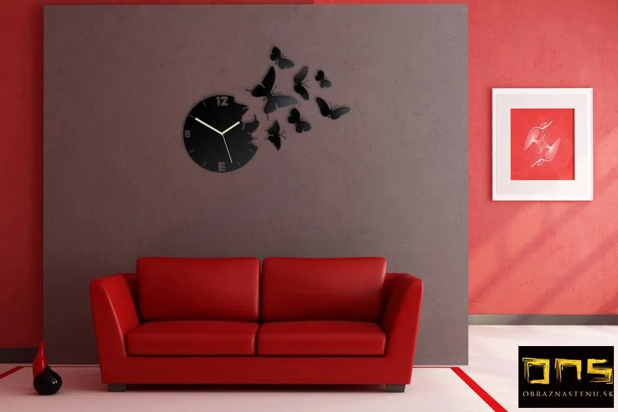 Moderné nástenné hodiny MOTÝLE