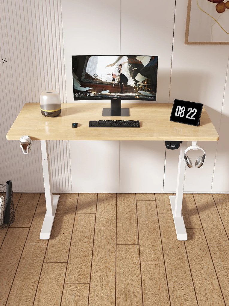 Herný stôl BR01 svetlohnedý s bielym rámom 140 cm