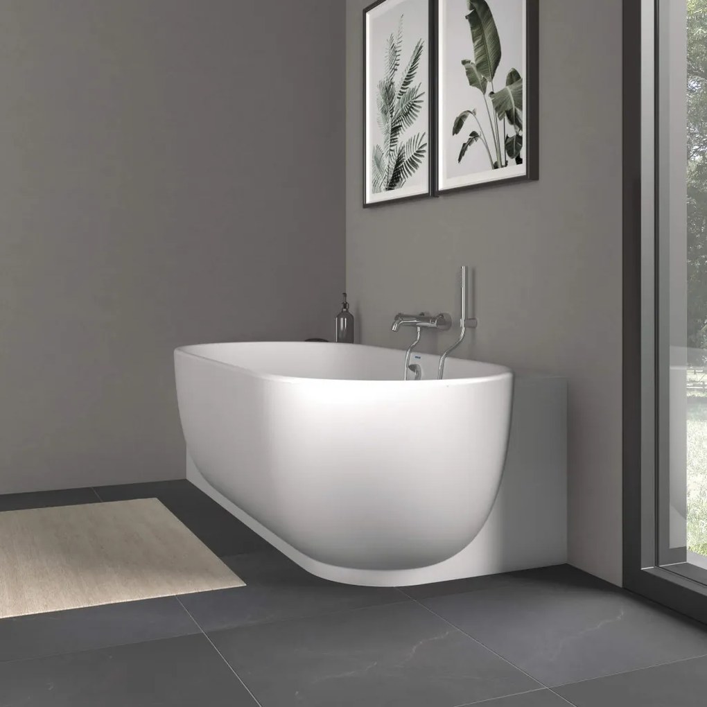 Duravit Luv - Vaňa do ľavého rohu 1850x950 mm s panelom a podstavcom, biela 700431000000000