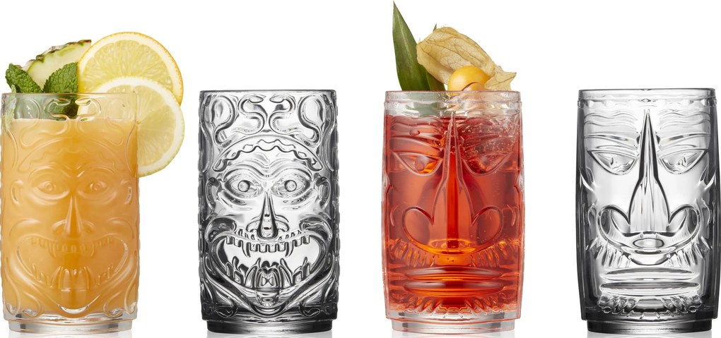Poháriky na koktaily Tiki 450 ml priehľadné 4 ks