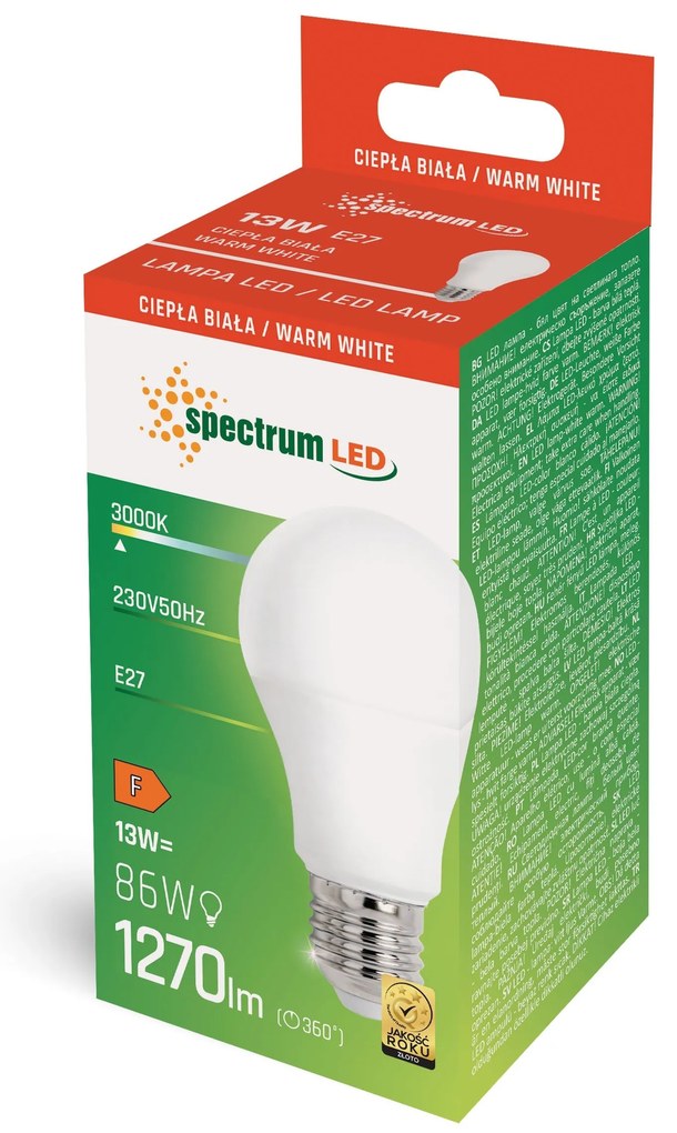 Toolight - Teplá LED žiarovka E-27 230V 13W 1300lm 13892, OSW-01009