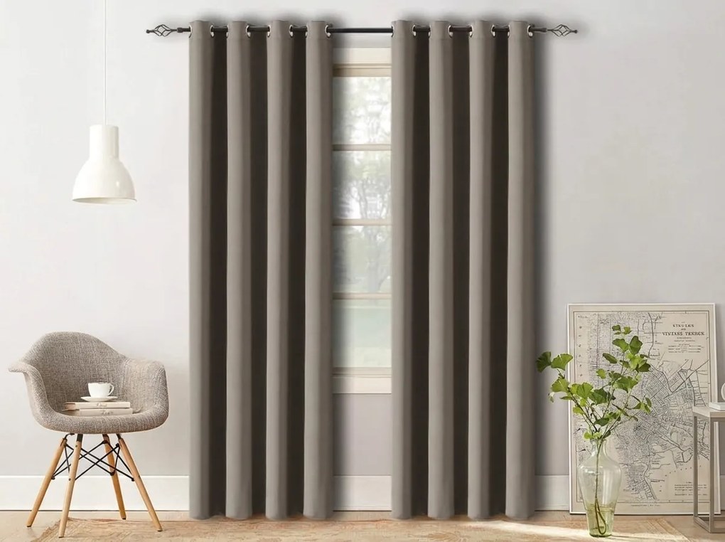 Sivo-hnedý záves OXFORD 140x250 cm Zavesenie: Riasiaca páska