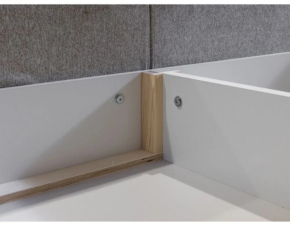 Béžová čalúnená dvojlôžková posteľ s úložným priestorom a roštom 180x200 cm Garancia – Bobochic Paris