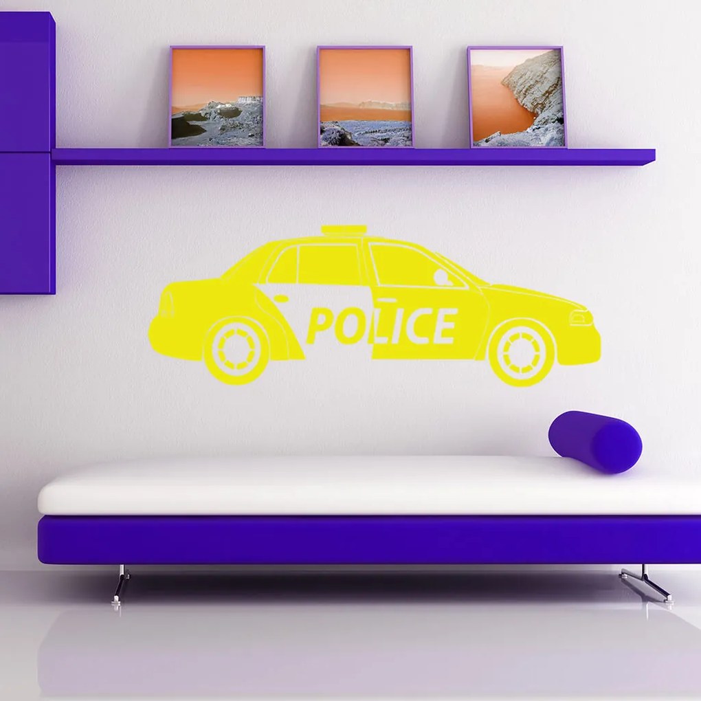 Veselá Stena Samolepka Policajné autíčko Farba: čierna, Veľkosť: 60 x 19 cm