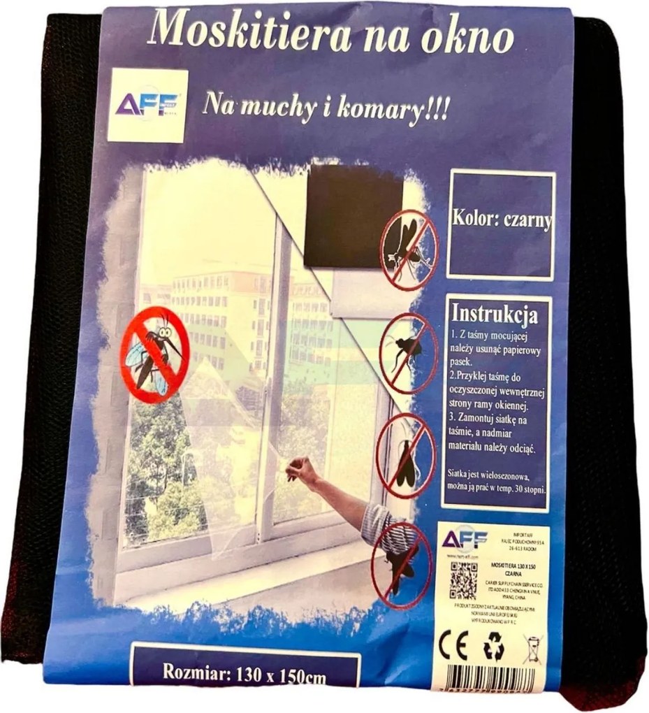 AFF Sieť do okna proti hmyzu - 150 x 180 cm - čierna