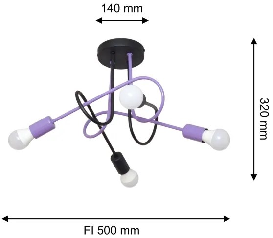 Prisadený luster OXFORD 4xE27/15W/230V čierna/fialová