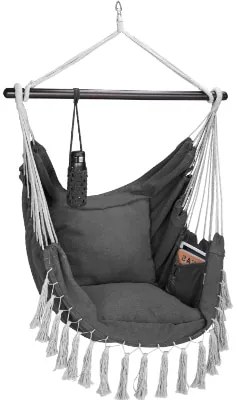 Závesné kreslo MANDY 170x100x150 cm, tmavosivé Detex