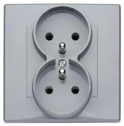 GP-2LZP Dvojitá uzemnená zásuvka s uzávermi pre prúdové cesty popolavý