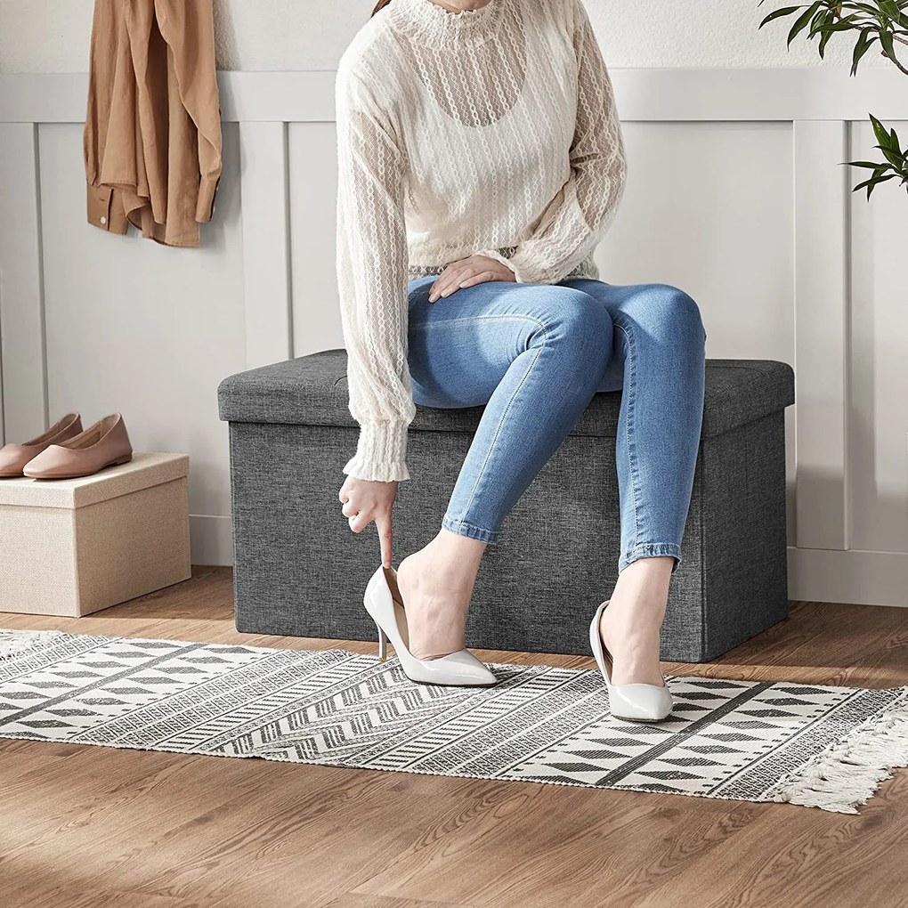 Taburetka 80 L, lavica s úložným priestorom, nosnosť 300 kg, tmavosivá