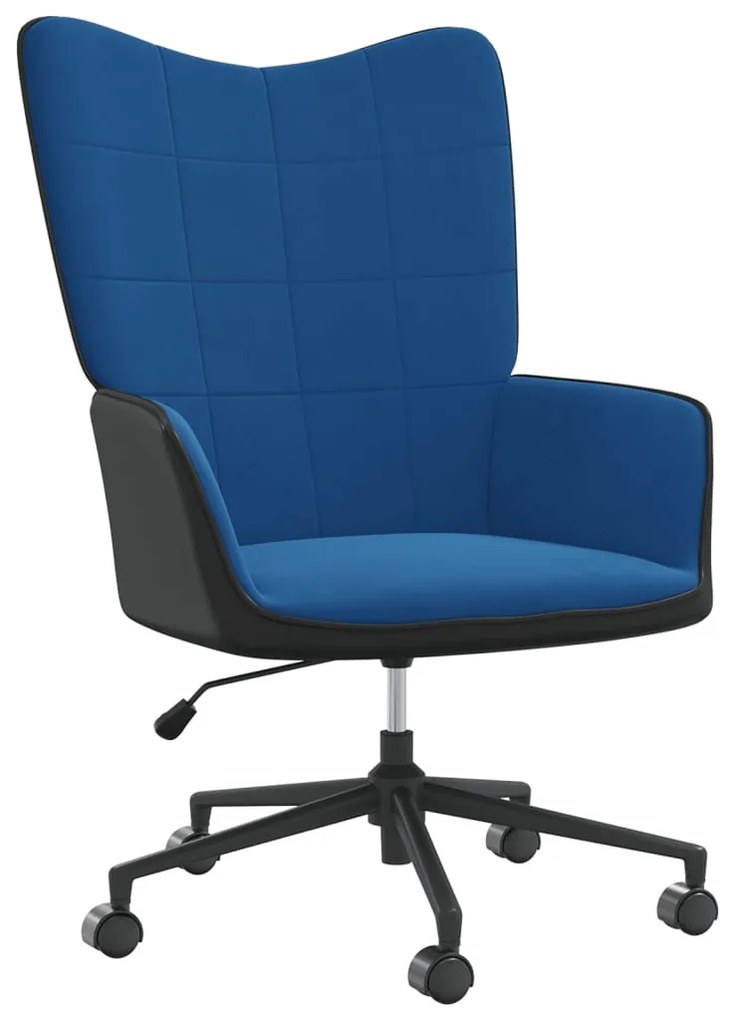vidaXL Relaxačné kreslo modré zamat a PVC