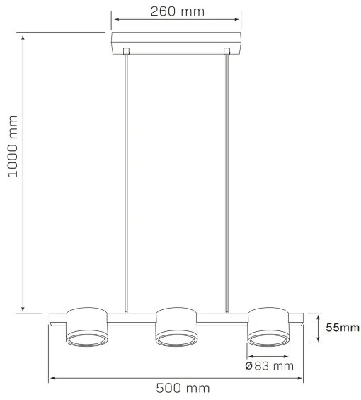 LED Luster na lanku MIRELLA 3xGX53/6W/230V čierna