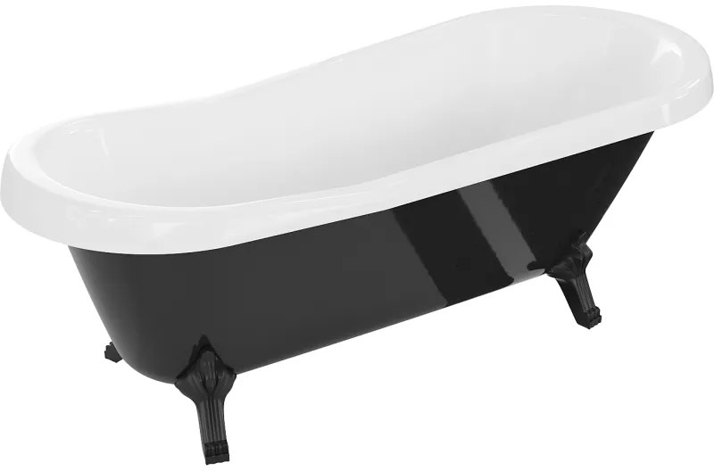 Mexen Retro, voľne stojaca vaňa 170 x 75 cm, biela-čierna, čierne nohy, 53251707575-70