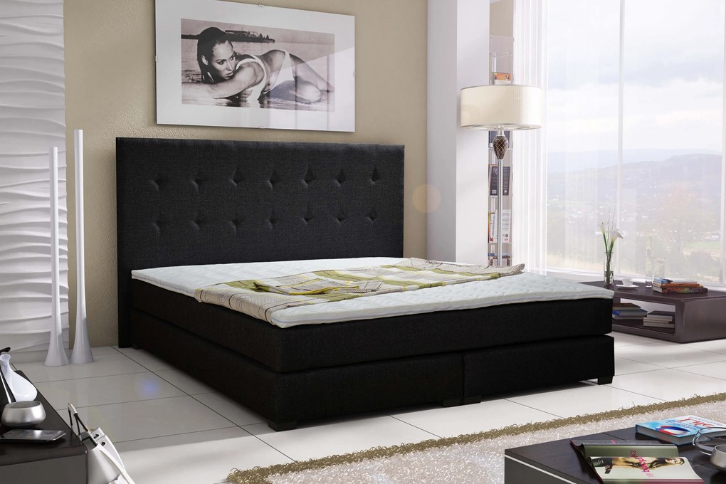 Kontinentálna posteľ 160 cm Caserta (sivá) (s matracmi). Vlastná spoľahlivá doprava až k Vám domov. 616170