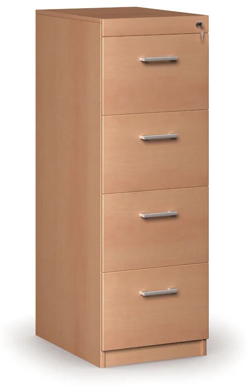 Drevená zásuvková kartotéka A4, 4 zásuvky, buk