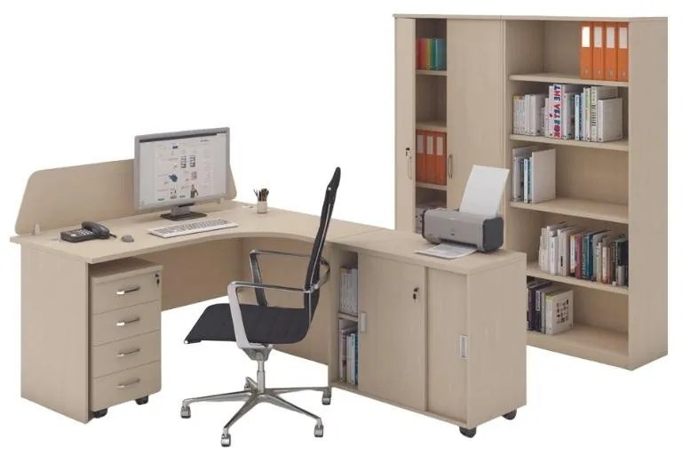 Zostava kancelárskeho nábytku MIRELLI A+, typ C, pravá, čerešňa