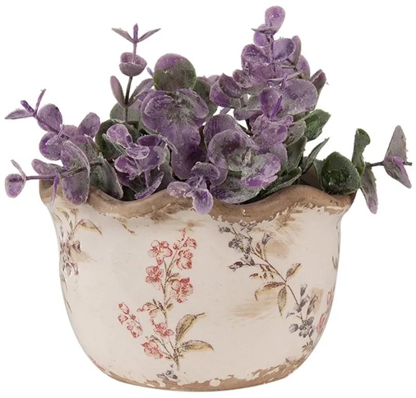 Béžový keramický obal na kvetináč s lúčnymi kvetmi Monnia S - Ø 14*9 cm