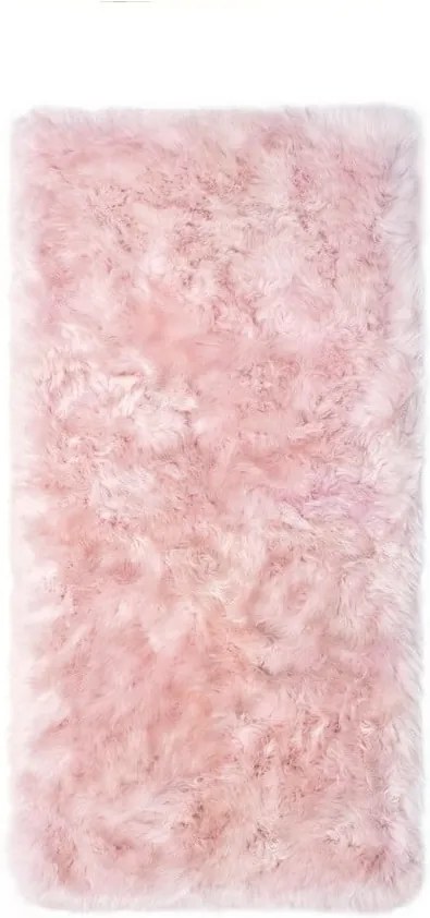 Ružový koberec z ovčej kožušiny Royal Dream Zealand, 140 × 70 cm