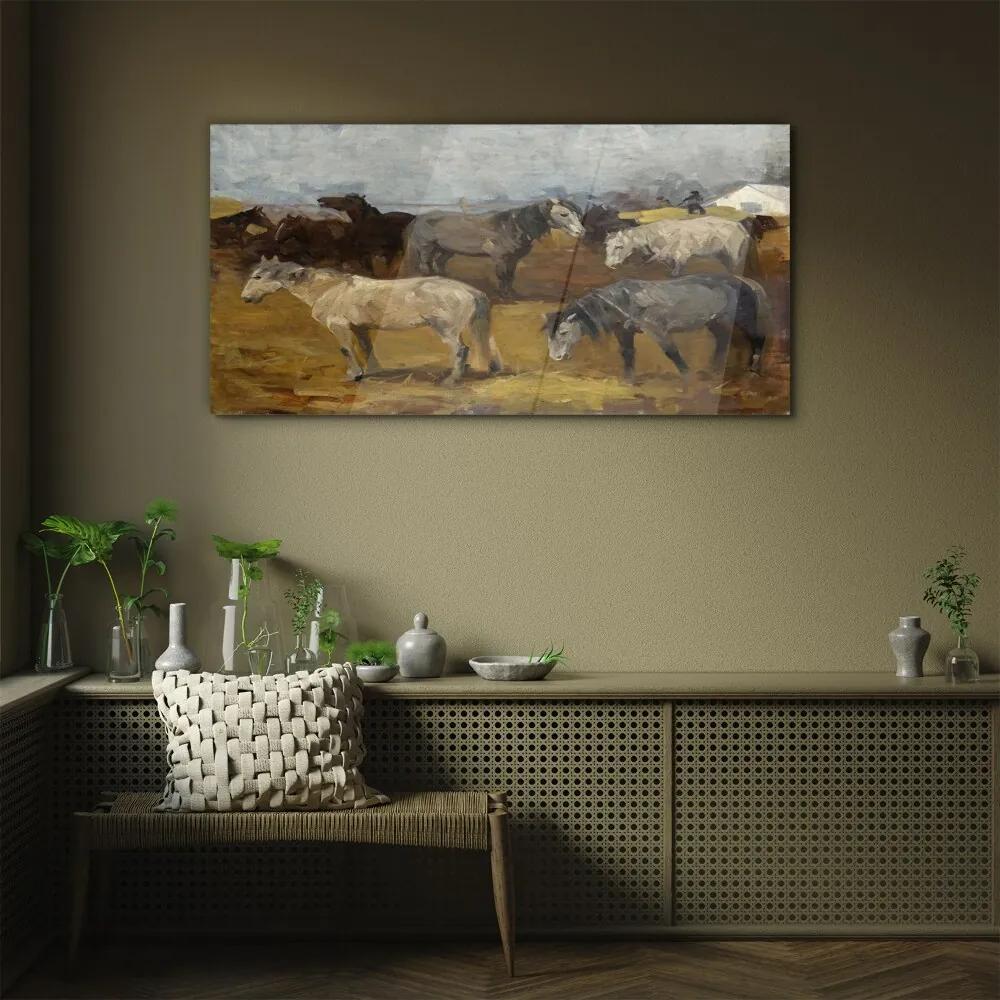 Skleneny obraz Maľovanie zvierat kone