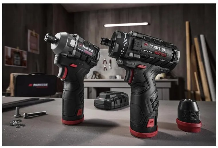 Parkside Performance®  Štartovacia súprava aku vŕtací skrutkovač + aku rázový uťahovák 12 V  (100393961)