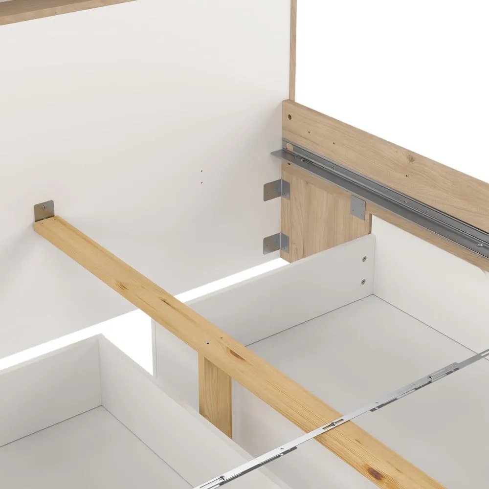 Dvojlôžková posteľ v dekore duba s úložným priestorom bez roštu 140x200 cm v prírodnej farbe Ikast – Tvilum