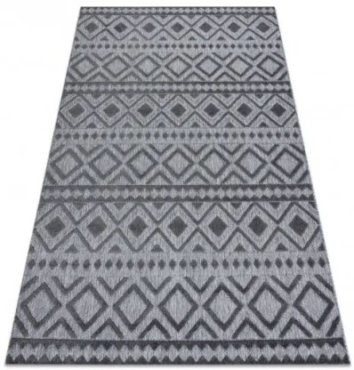 Koberec SOLE D3852 Boho, romby - ploské tkanie sivý