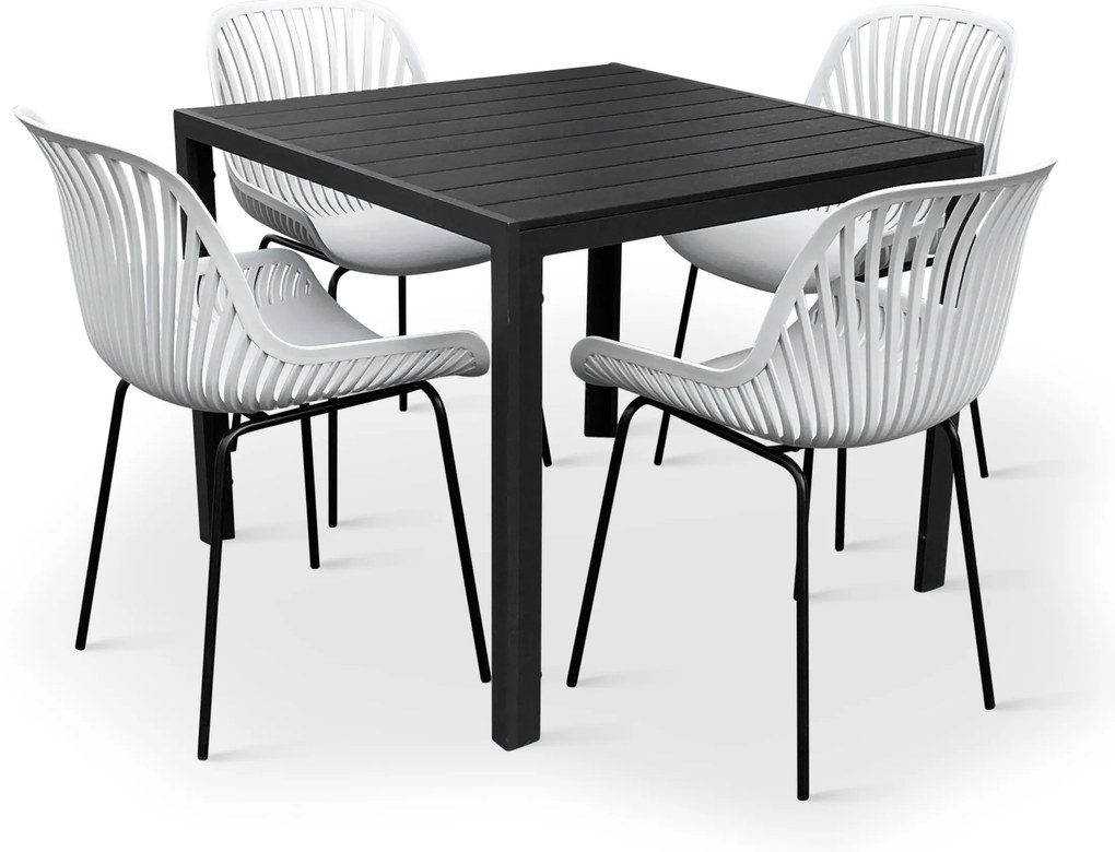 Noela Záhradný jedálenský set Viking M + 4x stolička GABY šedá
