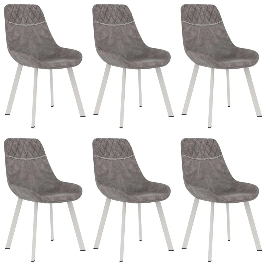 vidaXL Jedálenské stoličky 6 ks, sivé, umelá koža