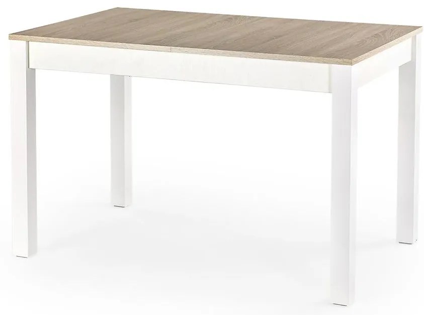 Rozkladací stôl Maurycy 118/158x75cm doska/ABS/MDF– Dub Sonoma/Biely