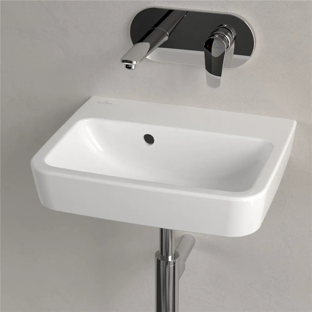 VILLEROY &amp; BOCH O.novo závesné umývadielko bez otvoru (zadná a spodná strana brúsená), s prepadom, 450 x 370 mm, biela alpská, s povrchom CeramicPlus, 43444JR1