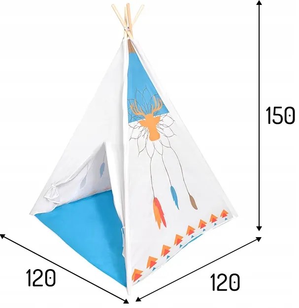 EcoToys Detský indiánsky stan - modrý
