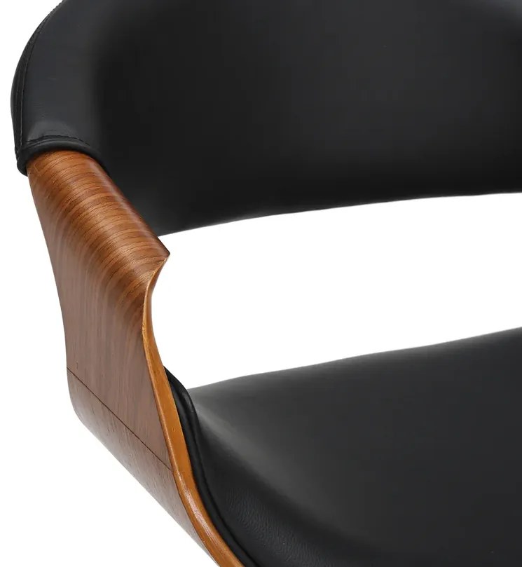 Barová stolička ORGANIC otočná čierna dekor orechového dreva