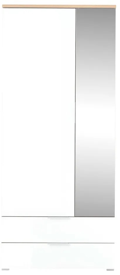 Biela šatníková skriňa v dekore duba so zrkadlom 84x196 cm Telde - Germania