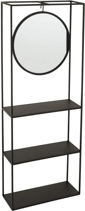 Zrkadlo v čiernom policovom regáli Igerne - 40 * 15 * 105,5 cm