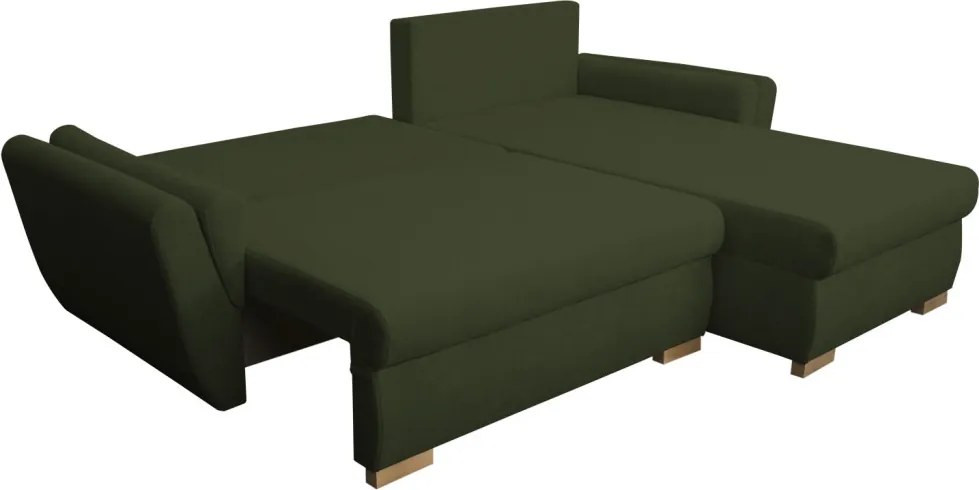 Rohová sedačka Helvetius, tmavo zelená látka