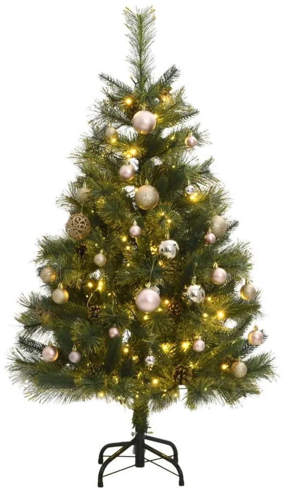 Umelý výklopný vianočný stromček 150 LED a sada gúľ 120 cm 3210191
