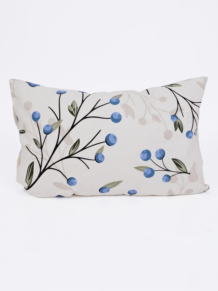 Bavlnená obliečka na vankúš Renforcé 50 × 70 cm - Čučoriedky prírodné