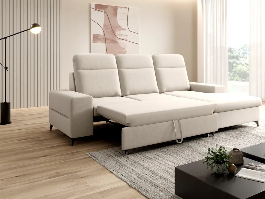 Moderná rohová pohovka 260x155x108 opierky hlavy Funkcia spánku Sage O-sofa