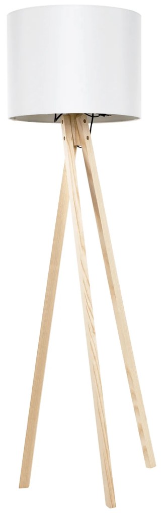 Stojacia lampa, biela/prírodné drevo, LILA TYP 6 LS2062