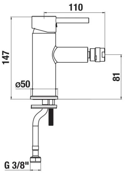 JIKA H3412F17161101 - Bidetová batéria MIO 14,7 cm matná čierna