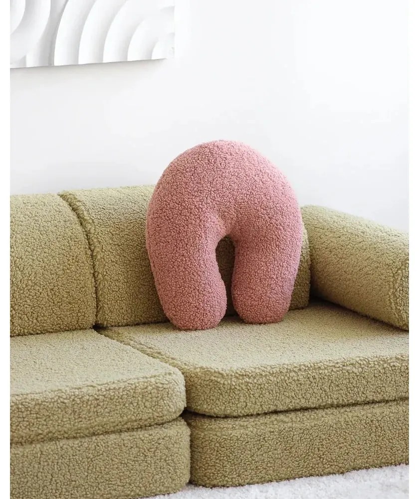 Ružový detský pohovkový vankúš z textílie buklé U – Wigiwama