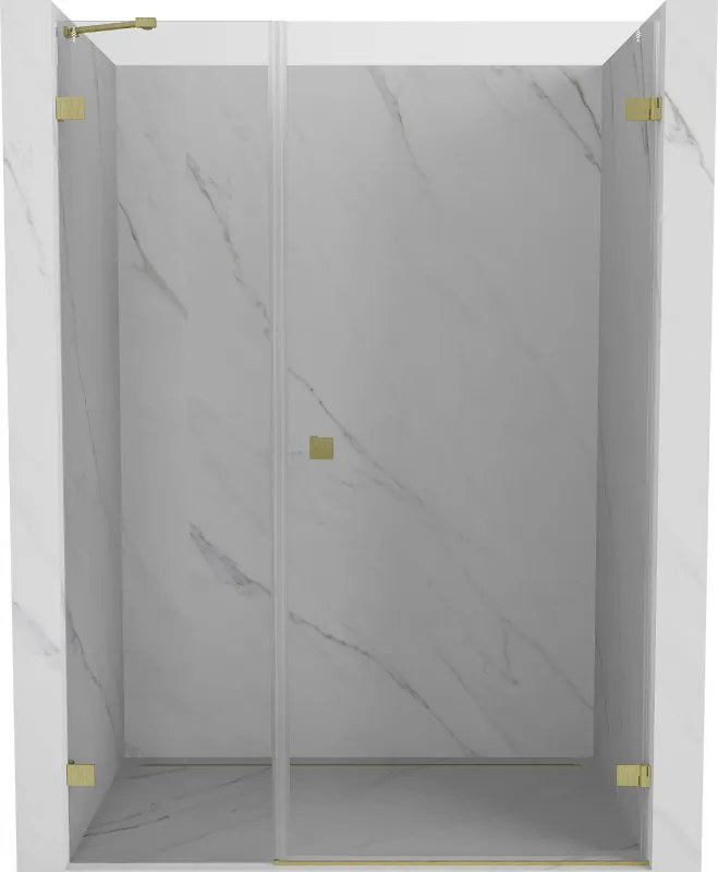 Mexen Lunar-B, otočné sprchové dvere pravé 150 cm, 8mm číre sklo, zlatý matný profil, 832S-150-050-55-00-P