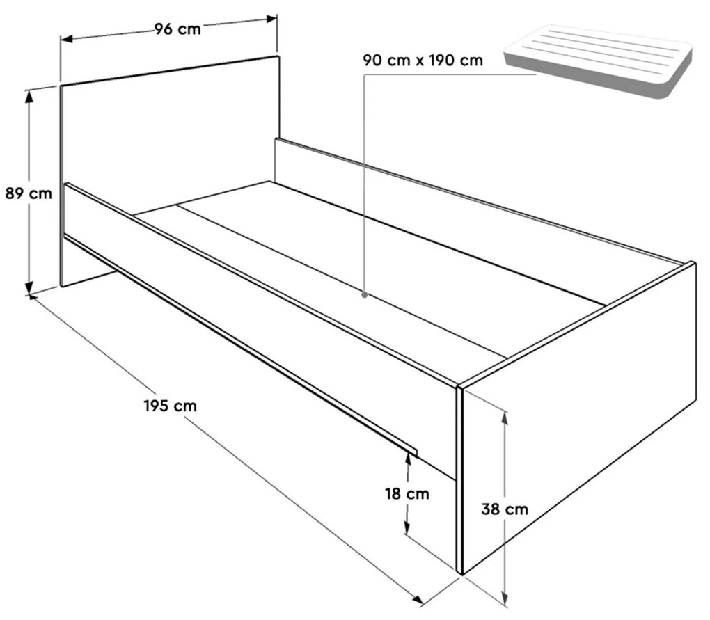 Jednolôžková posteľ 90 cm Vobima 1 (biela) (s roštom). Vlastná spoľahlivá doprava až k Vám domov. 1094823