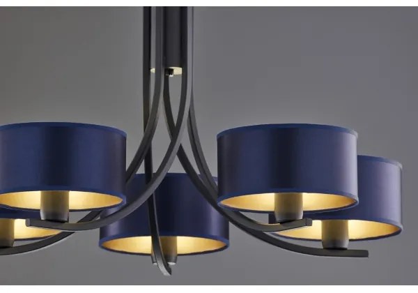 Jupiter 2101 - Luster na reťazi ARTHUR 5xE27/15W/230V modrá/čierna