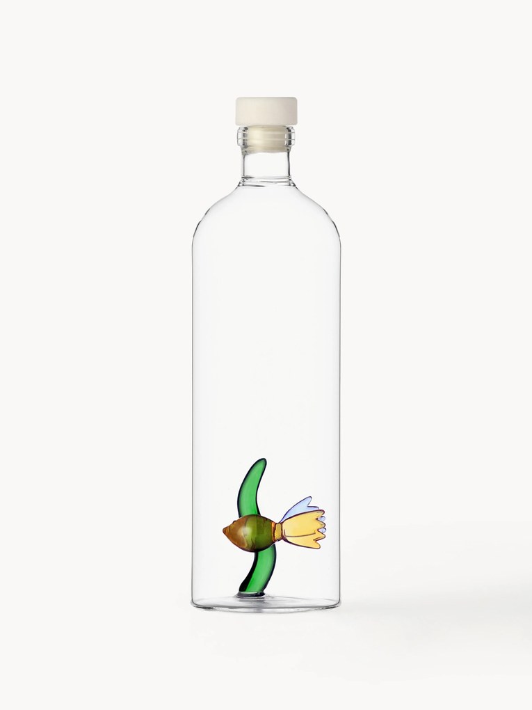 Ručne vyrobená karafa na vodu z borosilikátového skla Fish, 1,1 l