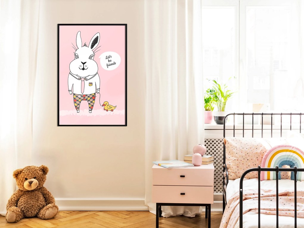 Artgeist Plagát - Rabbit's Friend [Poster] Veľkosť: 20x30, Verzia: Zlatý rám s passe-partout