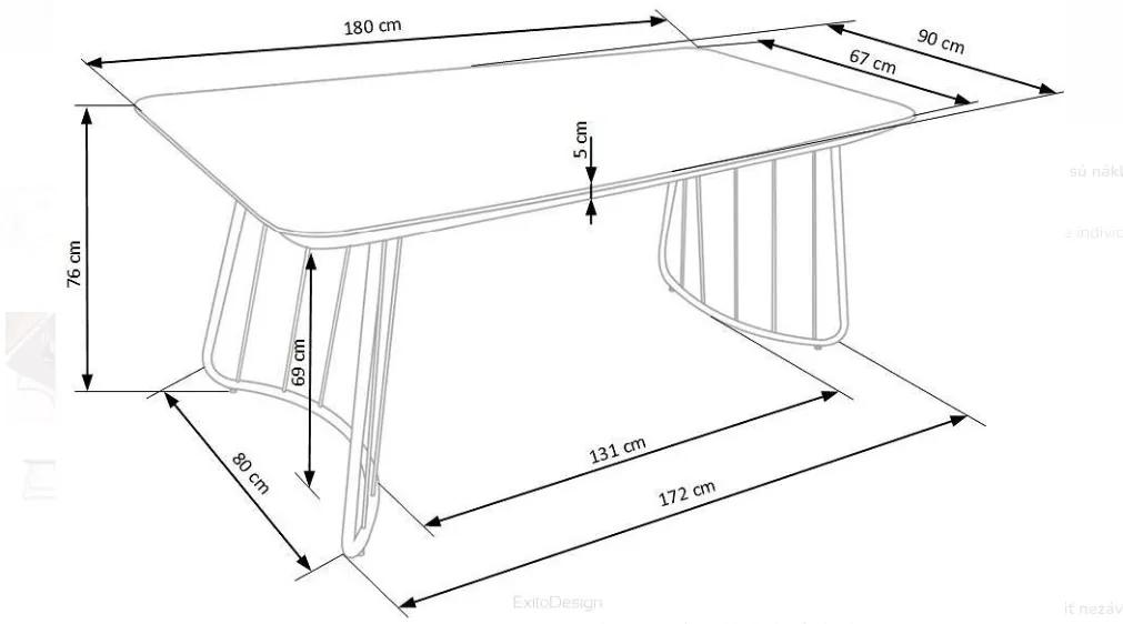 Dizajnový jedálenský stôl BOSTON, 180x90 cm