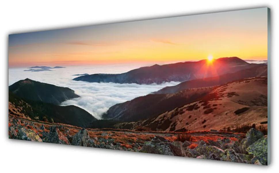 Obraz plexi Hory mraky slnko krajina 125x50 cm